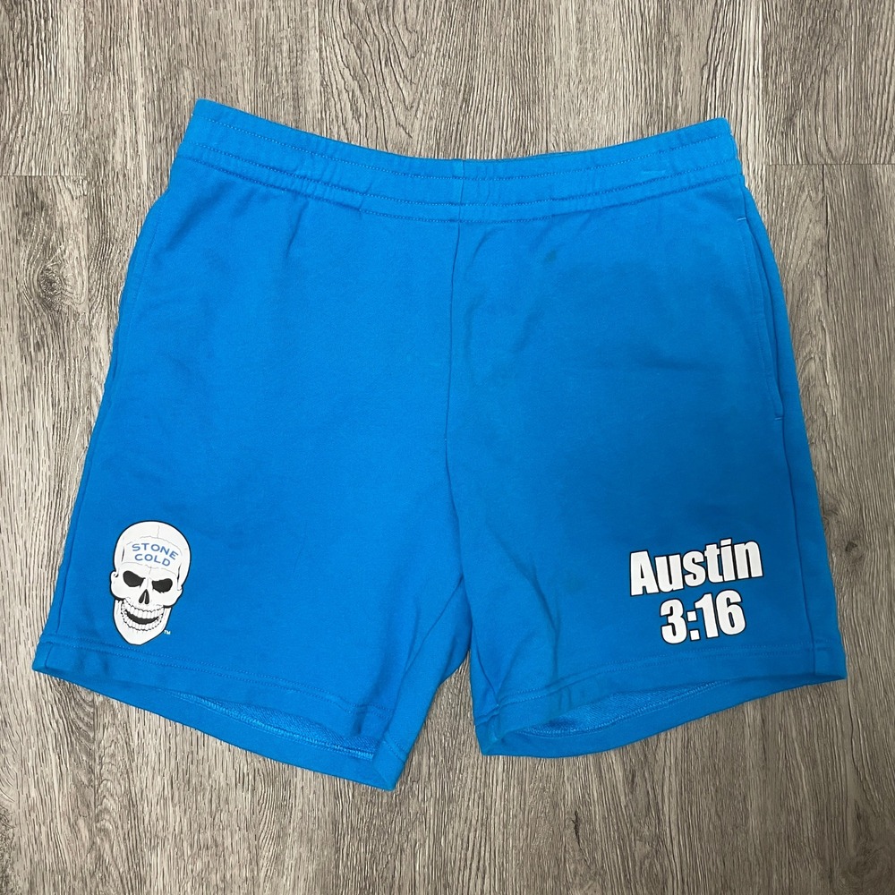 Chalk Line Shorts Mens XL Blue Fleece WWE Stone Cold Steve Austin 3:16 Skull